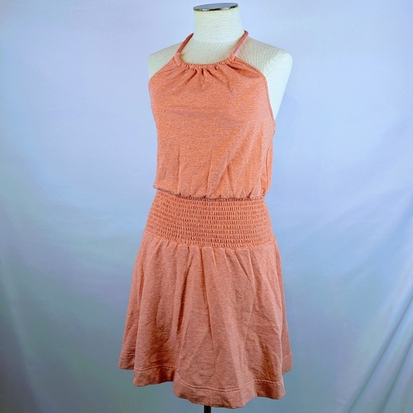Sundays Anthropologie Ember Mini Dress Halter Neckline Smocked Waist Coral S NWT - Picture 12 of 15